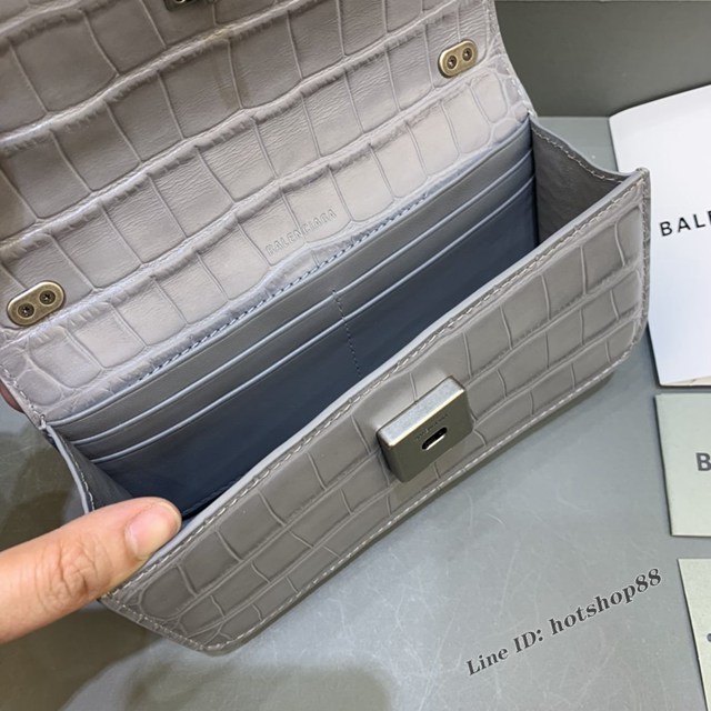 Balenciaga專櫃爆款小號鱷魚深灰肩背包 巴黎世家新款Gossip bag斜挎包 fyj1318